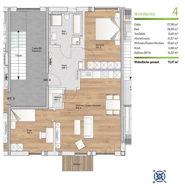 Wohnung zum Kauf provisionsfrei 679.000 € 3 Zimmer 73,5 m²<br/>Wohnfläche Dachau Dachau 85221