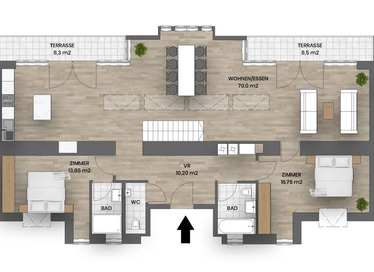 Maisonette zur Miete 2.343 € 3 Zimmer 123,6 m² Wien 1060