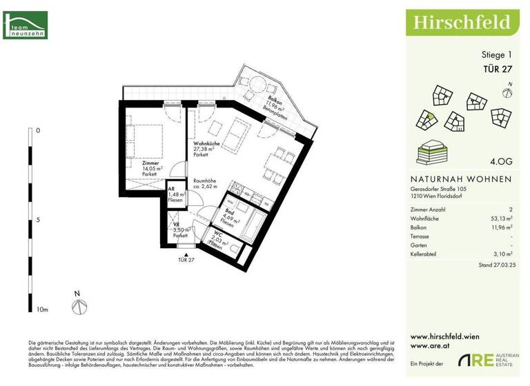 Wohnung zum Kauf - Erstbezug provisionsfrei 290.900 € 2 Zimmer 53,1 m² 4. Geschoss Gerasdorfer Straße 105 Wien 1210