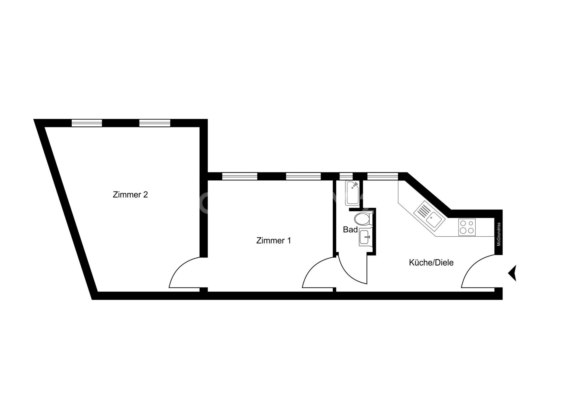 Wohnung zur Miete 1.300 € 2,5 Zimmer 48 m²<br/>Wohnfläche 2.<br/>Geschoss Halensee Berlin 10711