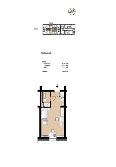 Wohnung zur Miete 500 € 1 Zimmer 29,1 m² 1. Geschoss frei ab 01.11.2024 Hildegard-Knef-Straße 7 Peisserstraße Ingolstadt 85053