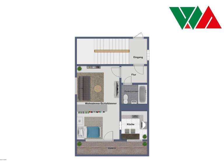 Studio zur Miete 233 € 1 Zimmer 34,3 m² 2. Geschoss Hans-Grade-Str. 1 Neu Olvenstedt Magdeburg 39130