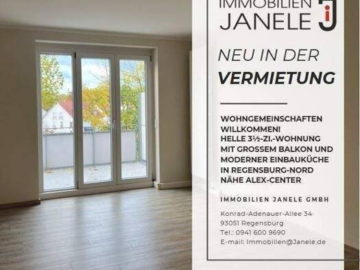 Wohnung zur Miete 1.200 € 3,5 Zimmer 80,5 m² 1. Geschoss Sallern-Gallingkofen Regensburg 93057