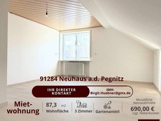 Wohnung zur Miete 690 € 3 Zimmer 87,3 m² frei ab sofort Neuhaus Neuhaus a.d.Pegnitz 91284
