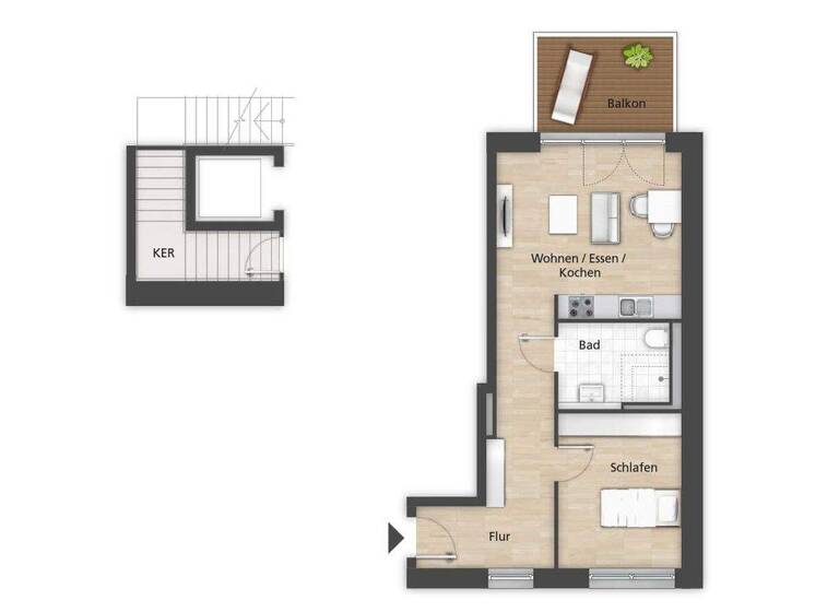 Wohnung zur Miete 800 € 2 Zimmer 54,1 m² 1. Geschoss frei ab sofort Theodor-Mathieu-Straße Bamberg 96052