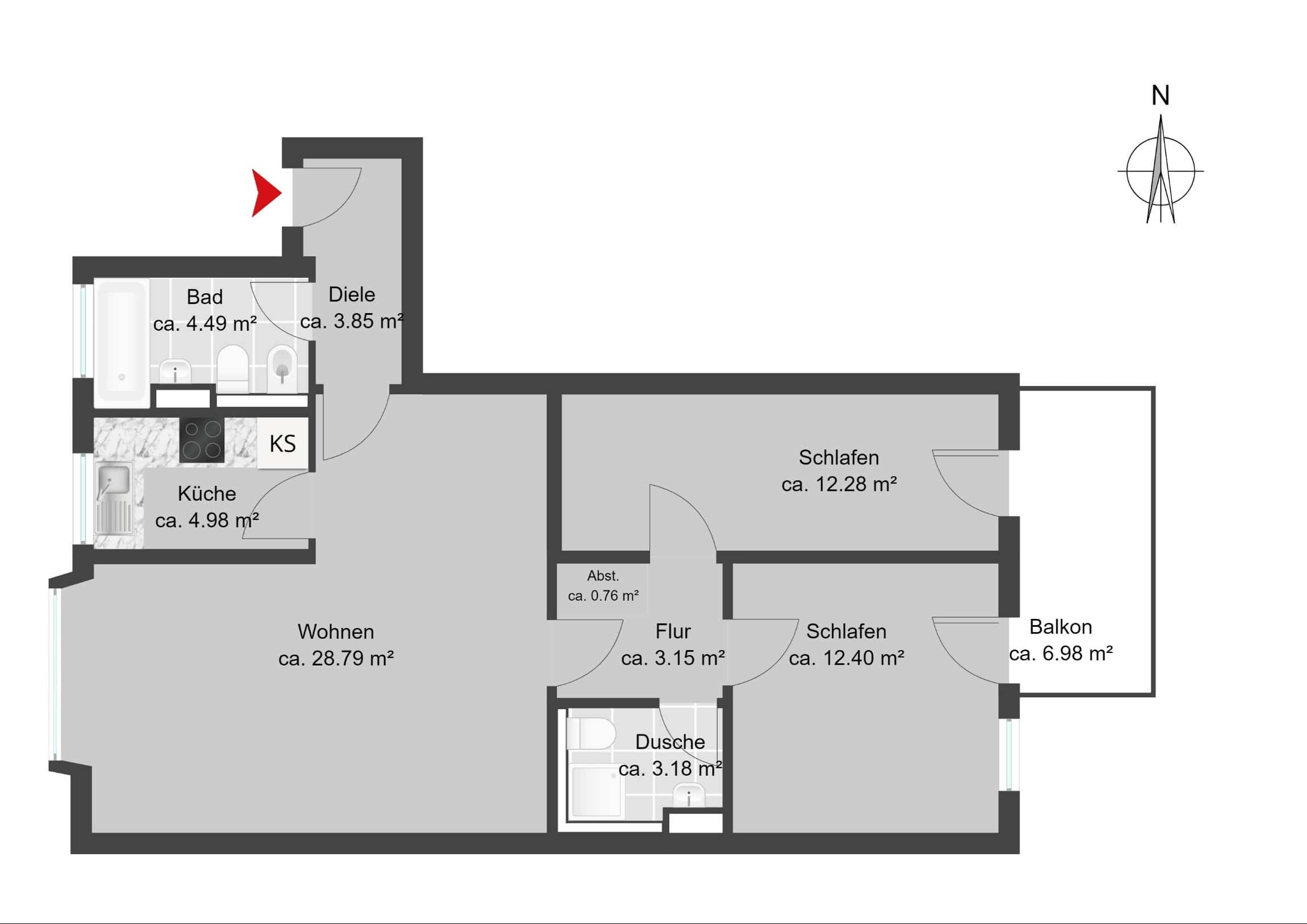 Wohnung zum Kauf 620.000 € 3 Zimmer 77,9 m²<br/>Wohnfläche 1.<br/>Geschoss Am Riesenfeld München 80809