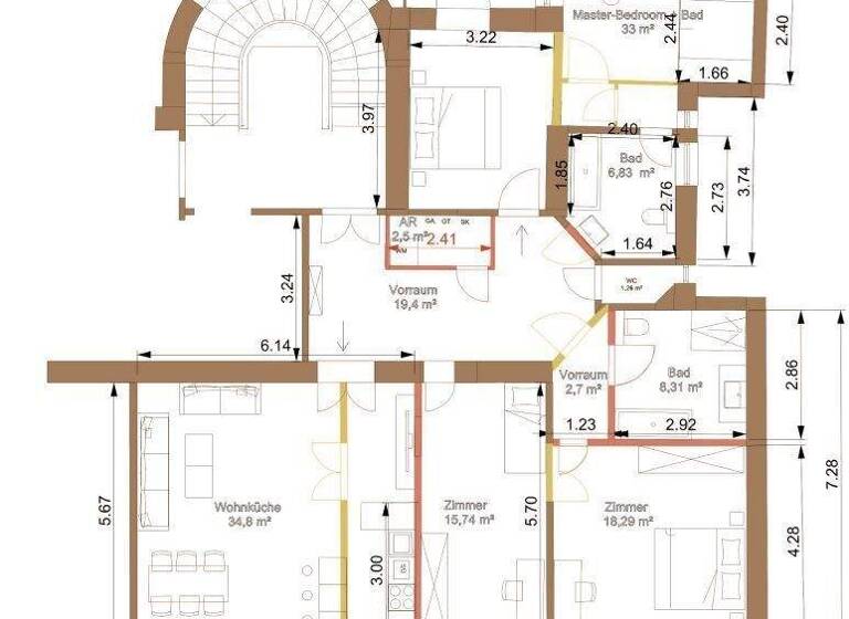 Wohnung zum Kauf - Erstbezug 1.490.000 € 4 Zimmer 130 m² 2. Geschoss Widerhoferplatz 1 Wien 1090