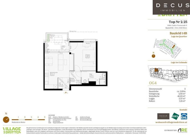 Wohnung zum Kauf - Erstbezug 396.000 € 2 Zimmer 46,2 m² 4. Geschoss Wien 1030