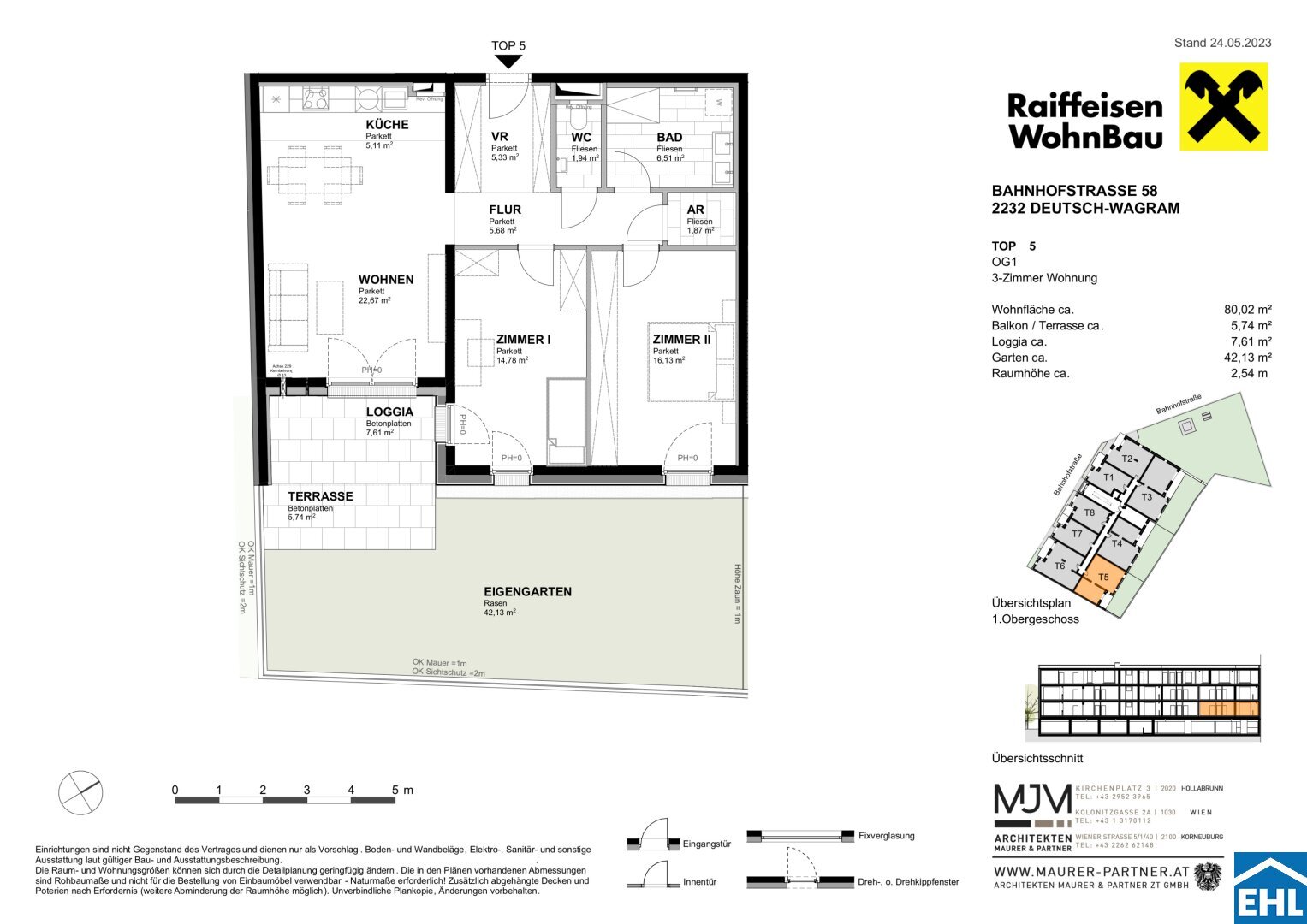 Wohnung zum Kauf 396.220 € 3 Zimmer 80 m²<br/>Wohnfläche 1.<br/>Geschoss Bahnhofstraße Deutsch-Wagram 2232