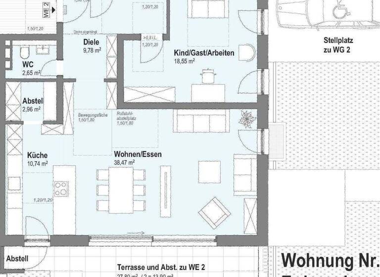 Terrassenwohnung zum Kauf - Erstbezug provisionsfrei 654.200 € 3,5 Zimmer 121 m² EG Germanstraße 7 Villingen Villingen-Schwenningen 78048