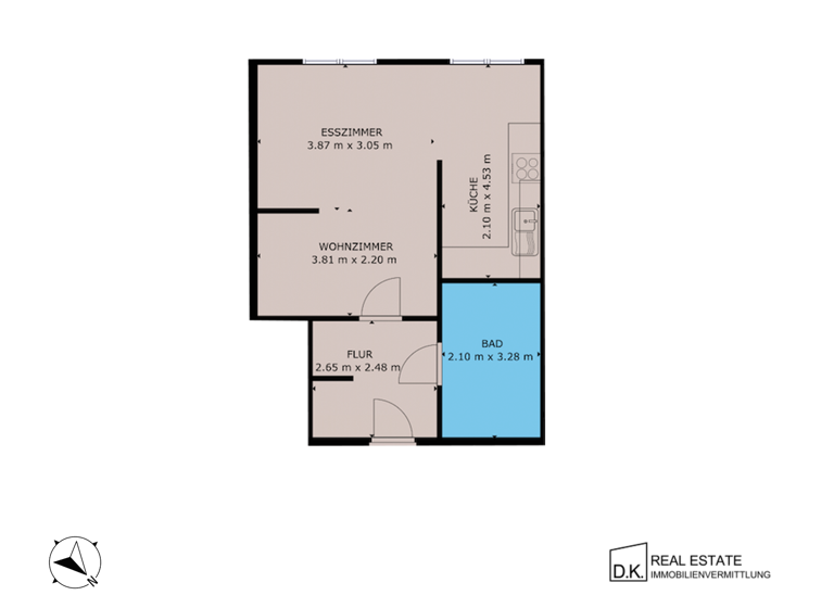 Wohnung zur Miete 950 € 1,5 Zimmer 45 m² 2. Geschoss Rudow Berlin 12355