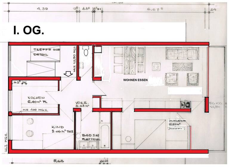 Wohnung zur Miete 900 € 3 Zimmer 73,3 m² 1. Geschoss Limburgstraße Dettingen unter Teck 73265