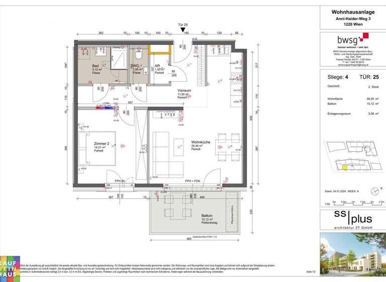 Wohnung zum Kauf - Erstbezug provisionsfrei 291.246 € 2 Zimmer 59,6 m² Anni-Haider-Weg 3 Wien 1220