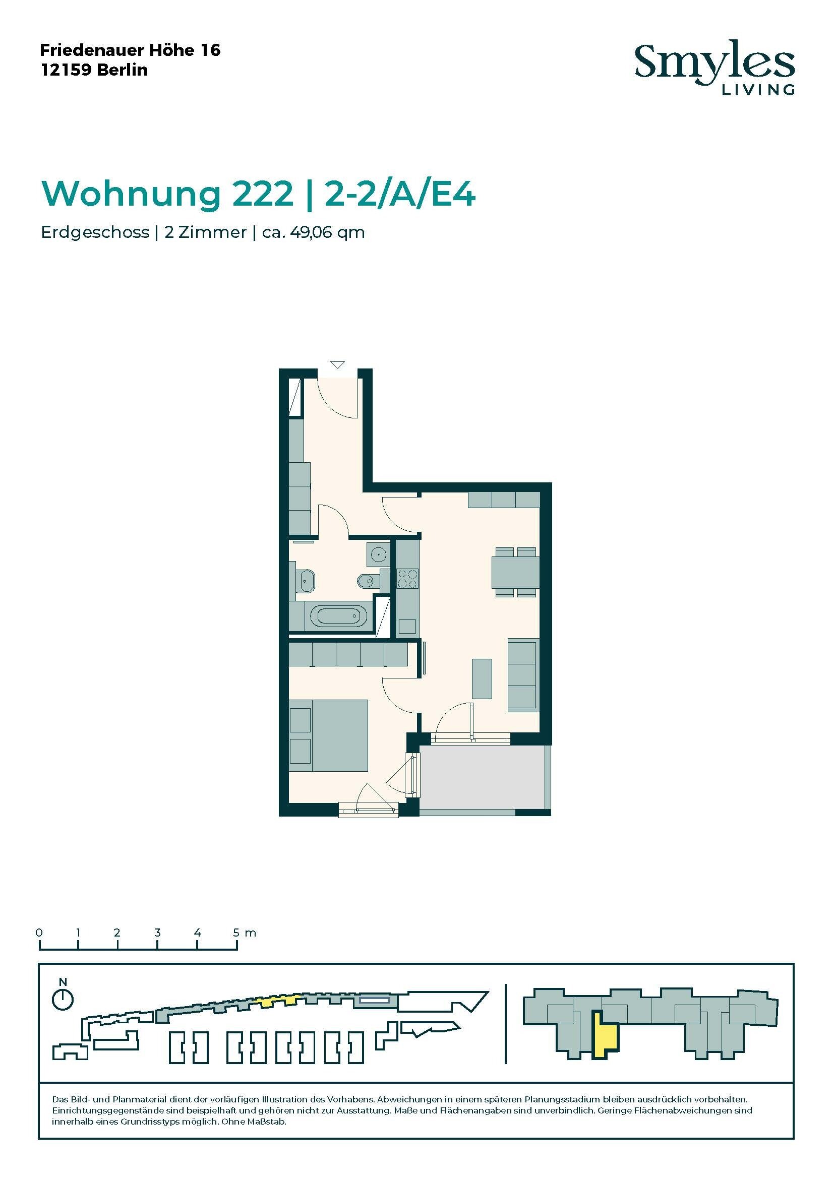 Wohnung zur Miete 1.149 € 2 Zimmer 48,8 m²<br/>Wohnfläche EG<br/>Geschoss Friedenauer Höhe 16 Friedenau Berlin 12159