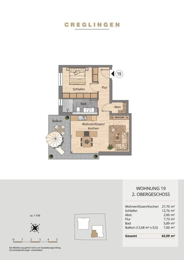 Wohnung zum Kauf - Neubau provisionsfrei 279.900 € 2 Zimmer 63,1 m² 2. Geschoss Rothenburger Str. 25 Creglingen Creglingen 97993