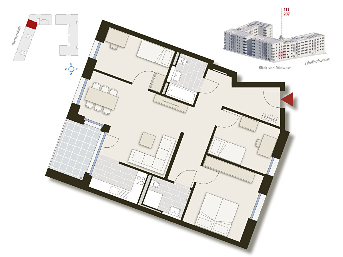 Wohnung zum Kauf provisionsfrei 725.000 € 4 Zimmer 94,7 m²<br/>Wohnfläche 2.<br/>Geschoss Friedhofstraße 4 Am Pragfriedhof Stuttgart 70191