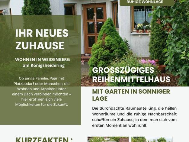 Reihenmittelhaus zum Kauf provisionsfrei 284.500 € 6 Zimmer 135 m² 250 m² Grundstück Weidenberg Weidenberg 95466