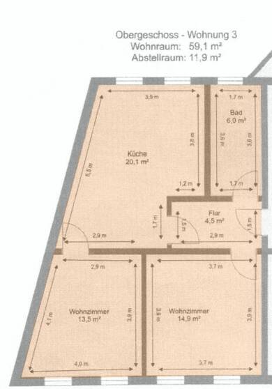 Wohnung zur Miete 360 € 2 Zimmer 56,4 m² Brauhausplatz 2 Stadtroda Stadtroda 07646