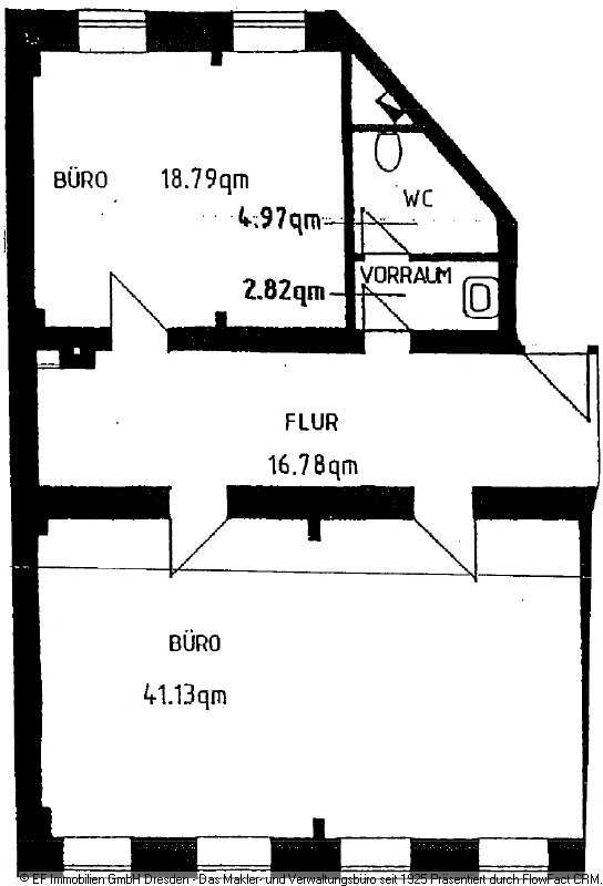 Bürofläche zur Miete provisionsfrei 500 € 2 Zimmer 53,4 m²<br/>Bürofläche Waldschlößchenstr. 24 Radeberger Vorstadt (Angelikastr.) Dresden 01099