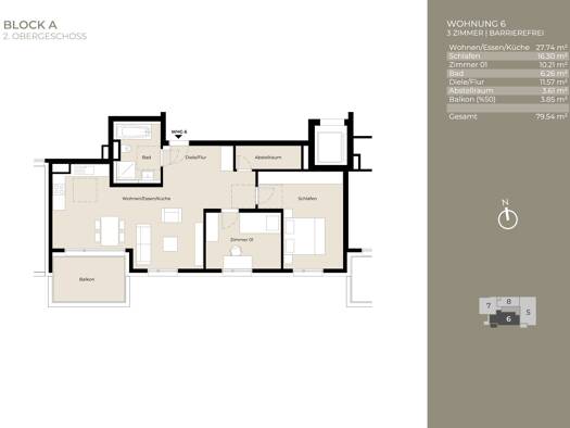 Wohnung zur Miete 1.525 € 3 Zimmer 79,5 m² frei ab sofort Plieningen Stuttgart 70599