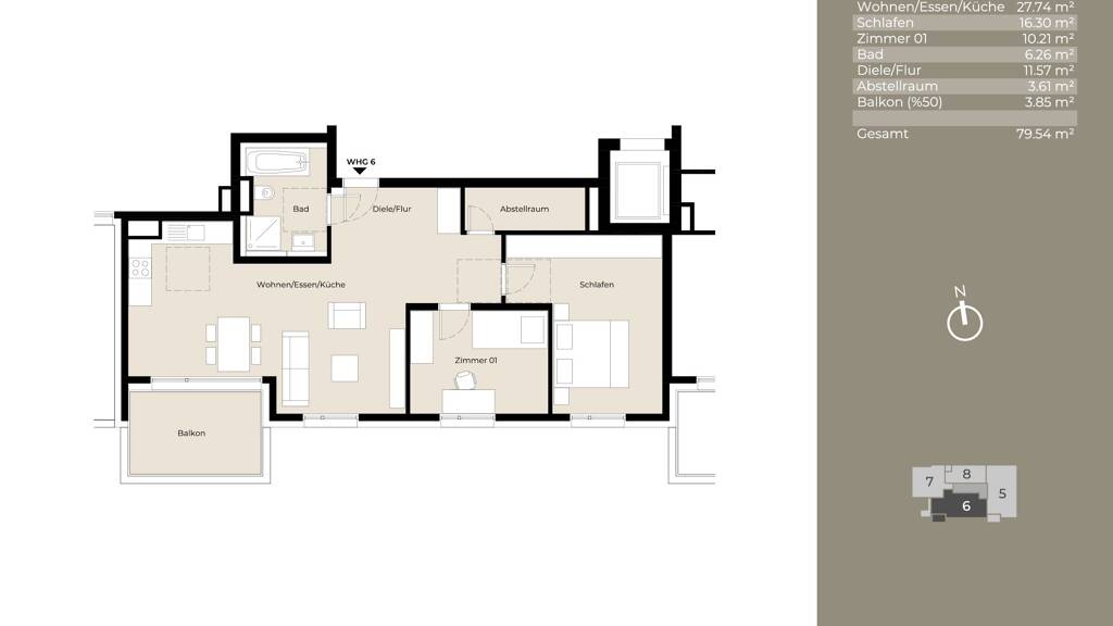 Wohnung zur Miete 1.525 € 3 Zimmer 79,5 m² frei ab sofort Plieningen Stuttgart 70599