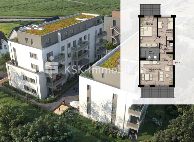 Wohnung zum Kauf 399.990 € 3 Zimmer 75,5 m²<br/>Wohnfläche 1.<br/>Geschoss Kalscheuren Hürth / Kalscheuren 50354