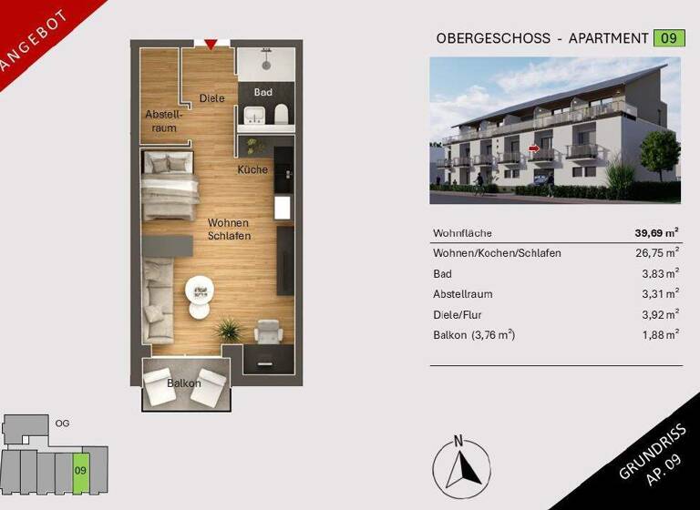 Studio zum Kauf 194.500 € 1 Zimmer 50,2 m² Habsburgerring 14 Innenstadt Minden 32425