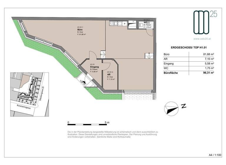 Büro zur Miete - Erstbezug 1.493 € 96,3 m² Bürofläche Wien 1160