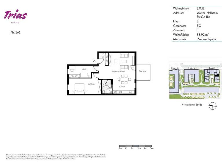 Wohnung zur Miete 1.350 € 3 Zimmer 88,9 m² EG Walter-Hallstein-Straße 18b Oberstadt Mainz 55130