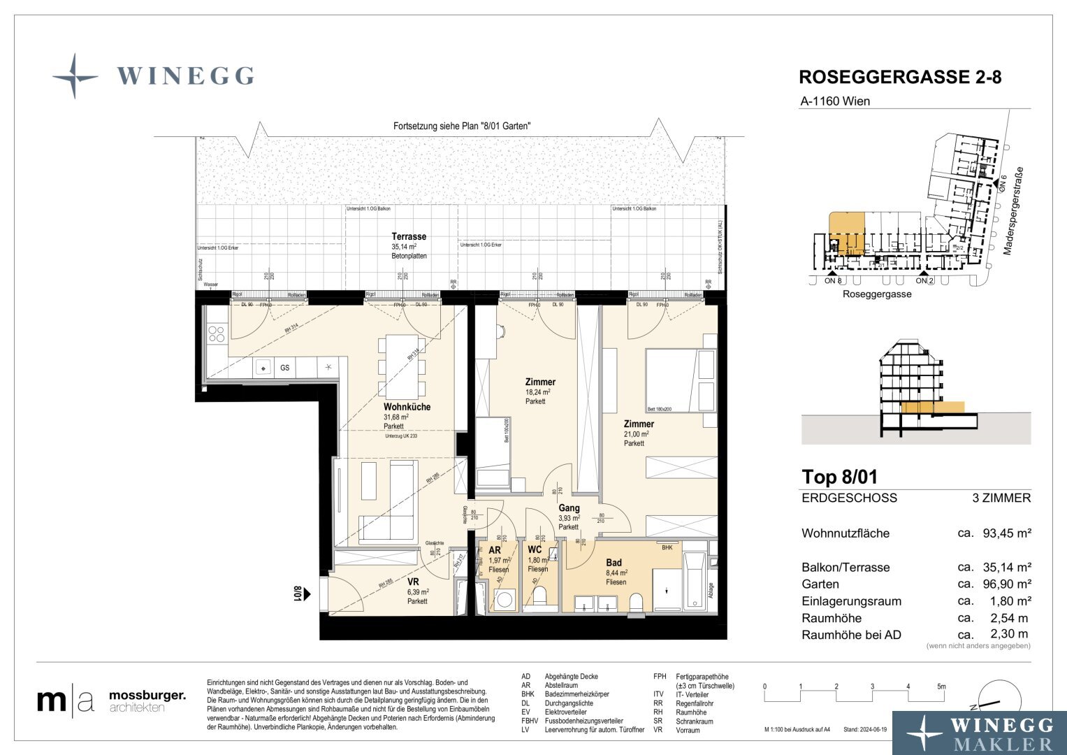 Wohnung zum Kauf 615.200 € 3 Zimmer 93,5 m²<br/>Wohnfläche EG<br/>Geschoss Roseggergasse 2-8 Wien 1160