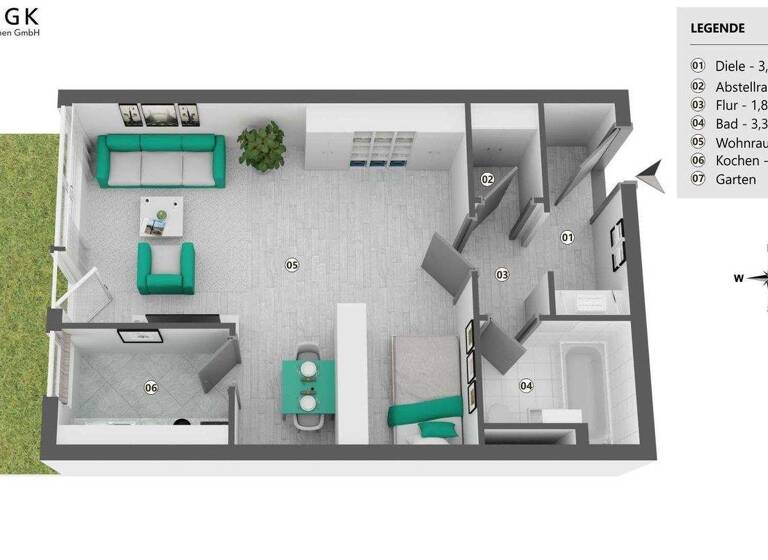 Studio zum Kauf 310.000 € 1 Zimmer 44,4 m² EG Lipperheidestraße 29 Pasing-Obermenzing München 81245