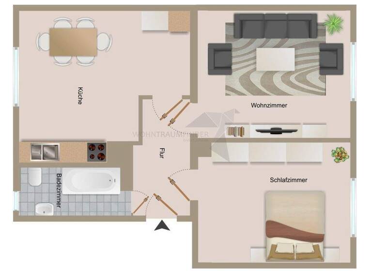 Wohnung zur Miete 280 € 2 Zimmer 48,4 m² EG Wilkestraße 2 Bahnhofsvorstadt Zwickau 08056