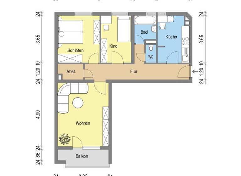Wohnung zur Miete 861 € 3,5 Zimmer 70 m² 11. Geschoss frei ab 11.04.2026 Landgrafenring 74 Offenbach am Main 63071