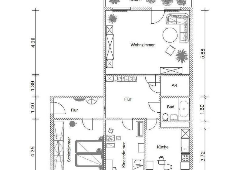 Wohnung zur Miete 573 € 3 Zimmer 89,2 m² 5. Geschoss frei ab 01.05.2026 Plovdiver Str. 64 Grünau-Nord Leipzig 04205