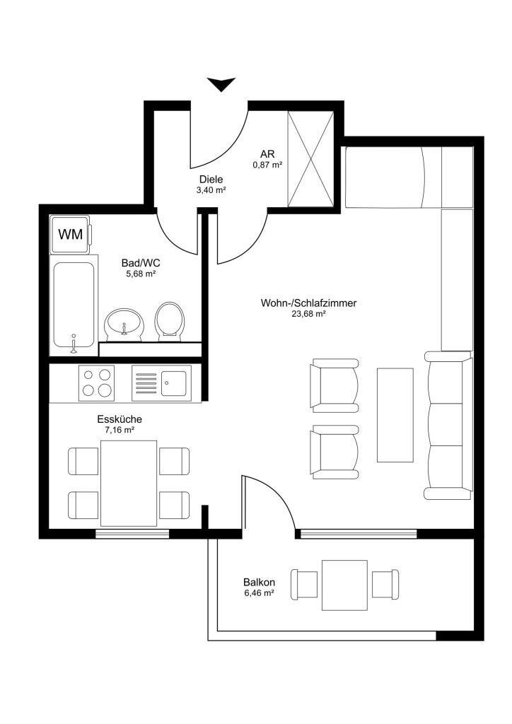 Wohnung zum Kauf 132.000 € 1 Zimmer 44 m²<br/>Wohnfläche Ludwigsfeld Nürnberg 90478