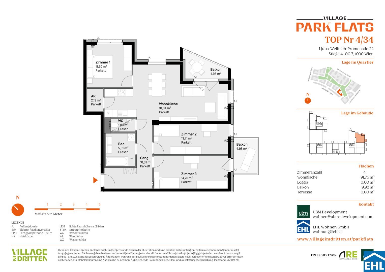 Wohnung zum Kauf 781.000 € 4 Zimmer 91,8 m²<br/>Wohnfläche 7.<br/>Geschoss Ljuba-Welitsch-Promenade Wien 1030