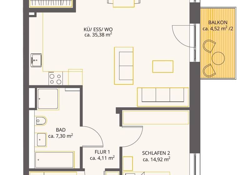 Wohnung zum Kauf 454.000 € 3 Zimmer 85 m²<br/>Wohnfläche Kirchheim am Neckar 74366