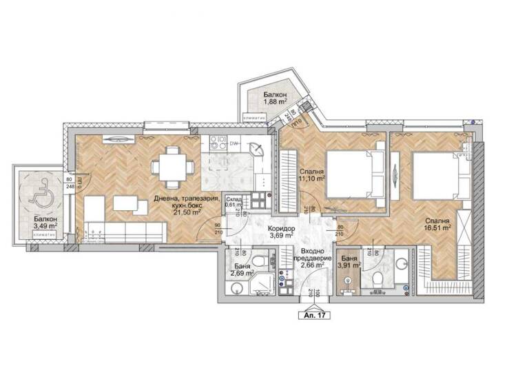 Studio zum Kauf 197.374 € 3 Zimmer 96,3 m² Sofia