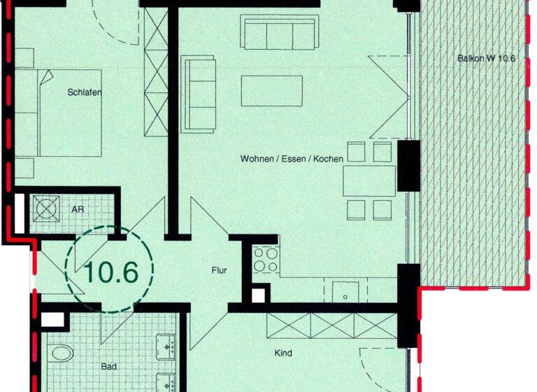 Wohnung zur Miete 1.150 € 3 Zimmer 93 m² 1. Geschoss frei ab 01.06.2026 Hermann-Köhl-Straße 3 Atzenhof Fürth 90768