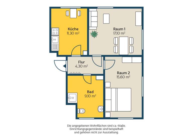 Wohnung zur Miete 420 € 2 Zimmer 57,3 m² Sandberg 22 Burghausen-Rückmarsdorf Leipzig 04178