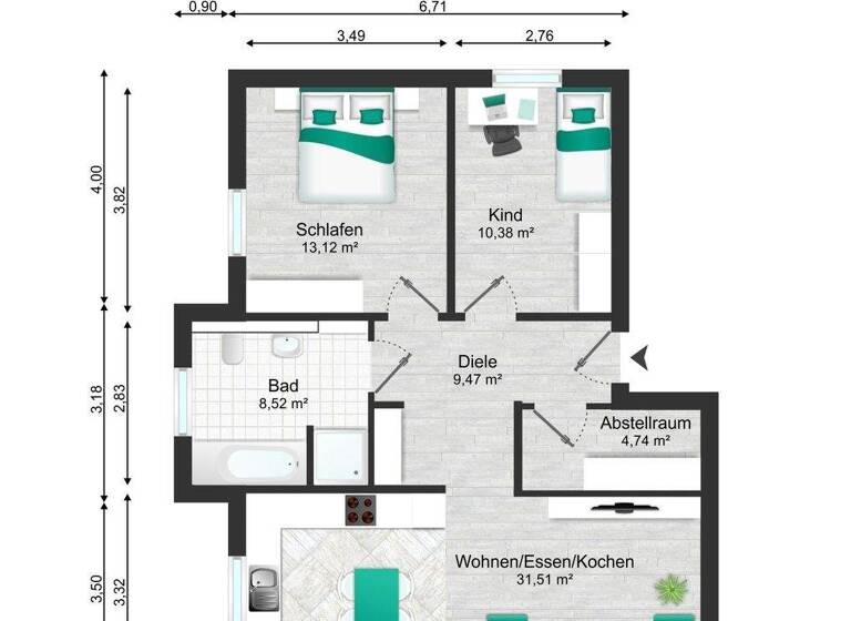 Wohnung zur Miete - Erstbezug 970 € 3 Zimmer 81,1 m² frei ab sofort Bobstadt Boxberg Bobstadt 97944