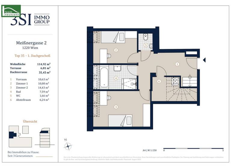 WG-Zimmer zum Kauf 874.001 € 4 Zimmer 114,3 m² 4. Geschoss Meißnergasse 2 Wien 1220