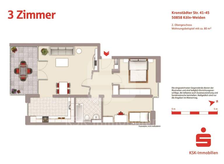Wohnung zum Kauf 259.000 € 3 Zimmer 76,2 m² 2. Geschoss Weiden Köln / Weiden 50858