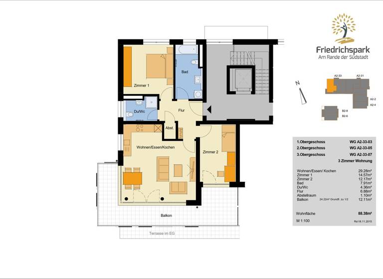 Wohnung zum Kauf 375.000 € 3 Zimmer 88,4 m² Villingen Villingen-Schwenningen 78050
