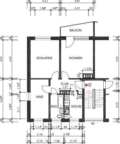 Wohnung zur Miete 367 € 3 Zimmer 59,5 m²<br/>Wohnfläche 3.<br/>Geschoss Scharfensteiner Str. 2c Altchemnitz 412 Chemnitz 09120