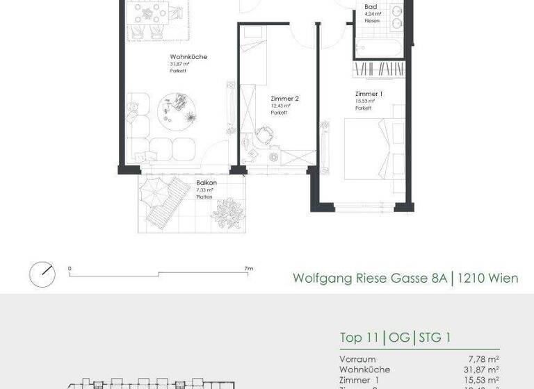 Wohnung zum Kauf - Erstbezug provisionsfrei 409.000 € 3 Zimmer 74,9 m² 1. Geschoss Wolfgang-Riese-Gasse 8A Wien 1210