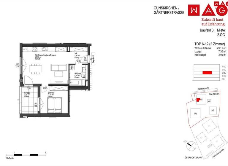 Wohnung zur Miete - Erstbezug 520 € 2 Zimmer Gunskirchen 4623