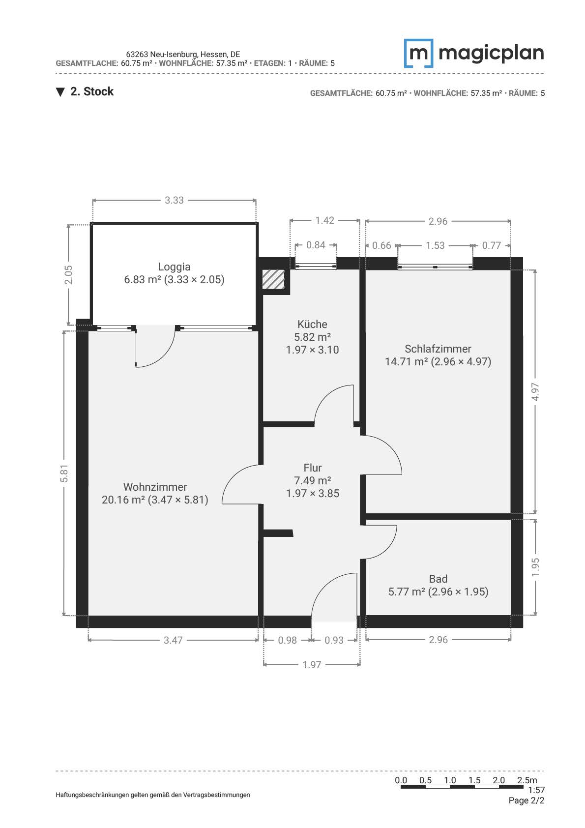 Wohnung zum Kauf 199.900 € 2 Zimmer 57,4 m²<br/>Wohnfläche 2.<br/>Geschoss Neu-Isenburg Neu-Isenburg 63263