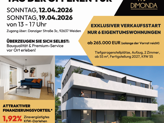 Wohnung zum Kauf 273.700 € 2 Zimmer 54,9 m² Stockenhut Weiden 92637