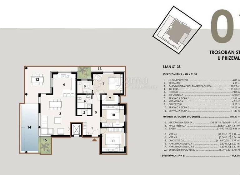 Wohnung zum Kauf 570.000 € 4 Zimmer 147 m² 1. Geschoss Vir